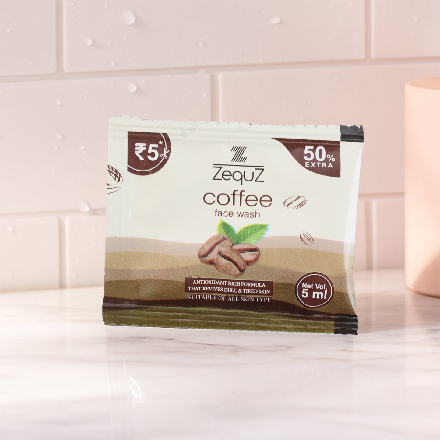Zequz Coffee Face Wash Sachet - 5 ml, 1 Pc | Revitalizing Daily Cleanser - Happy Price - Image 3