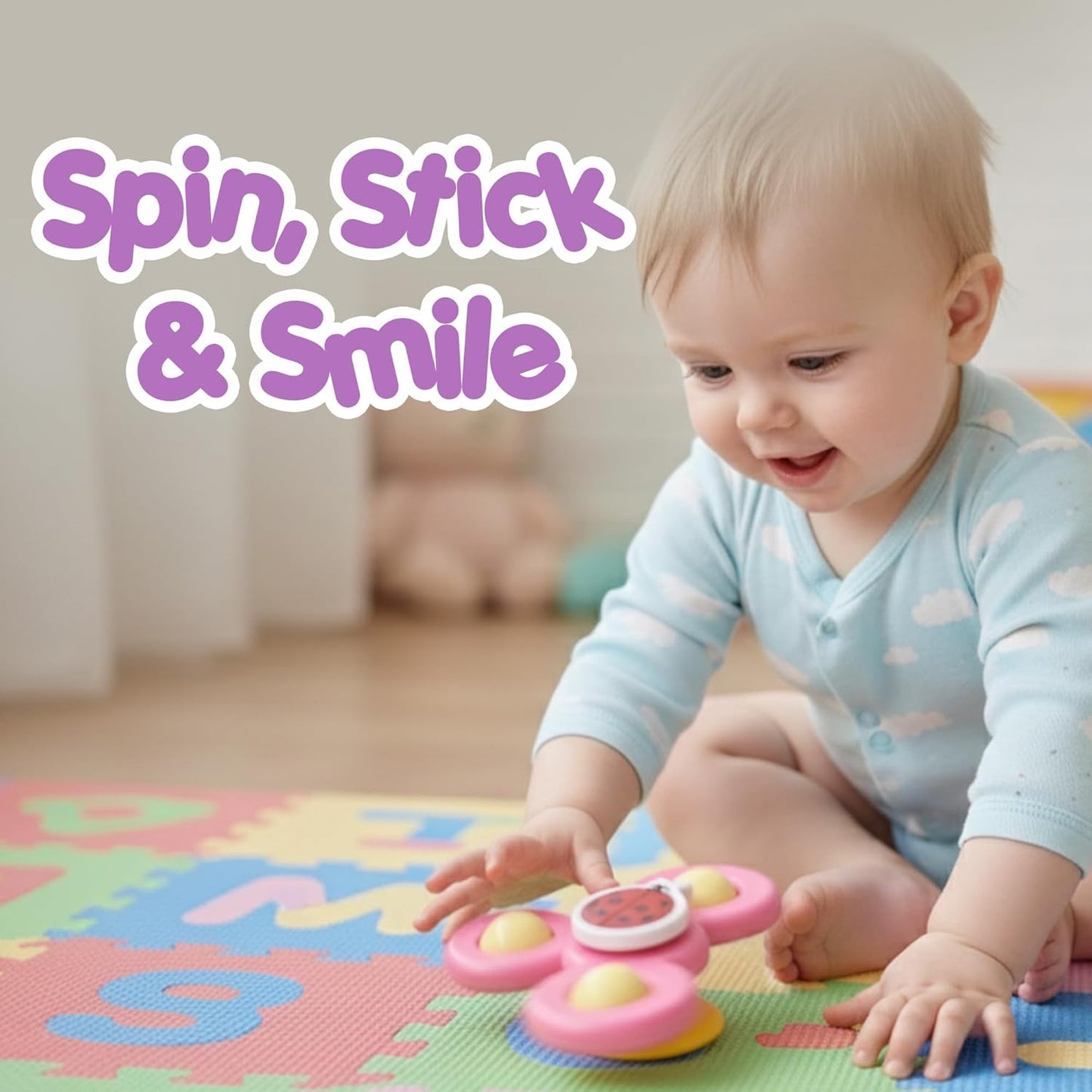 3 Pc Baby Spinner Toy Set with Suction Cups for Sensory Play - Happy Price - Image 7