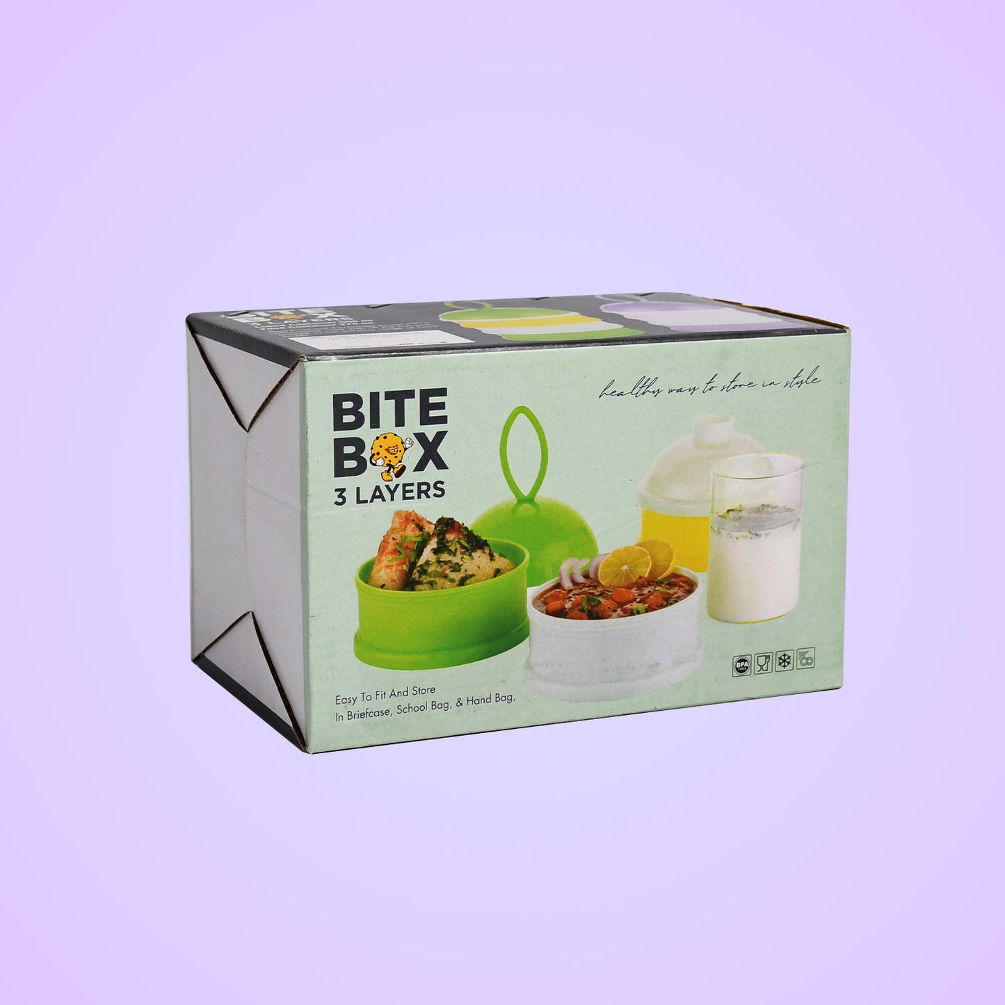 3 Layer Lunch Box Unique Design Bite Lunch Box With Liquid  Food Container Lunch Box (Green) - Happy Price - Image 7