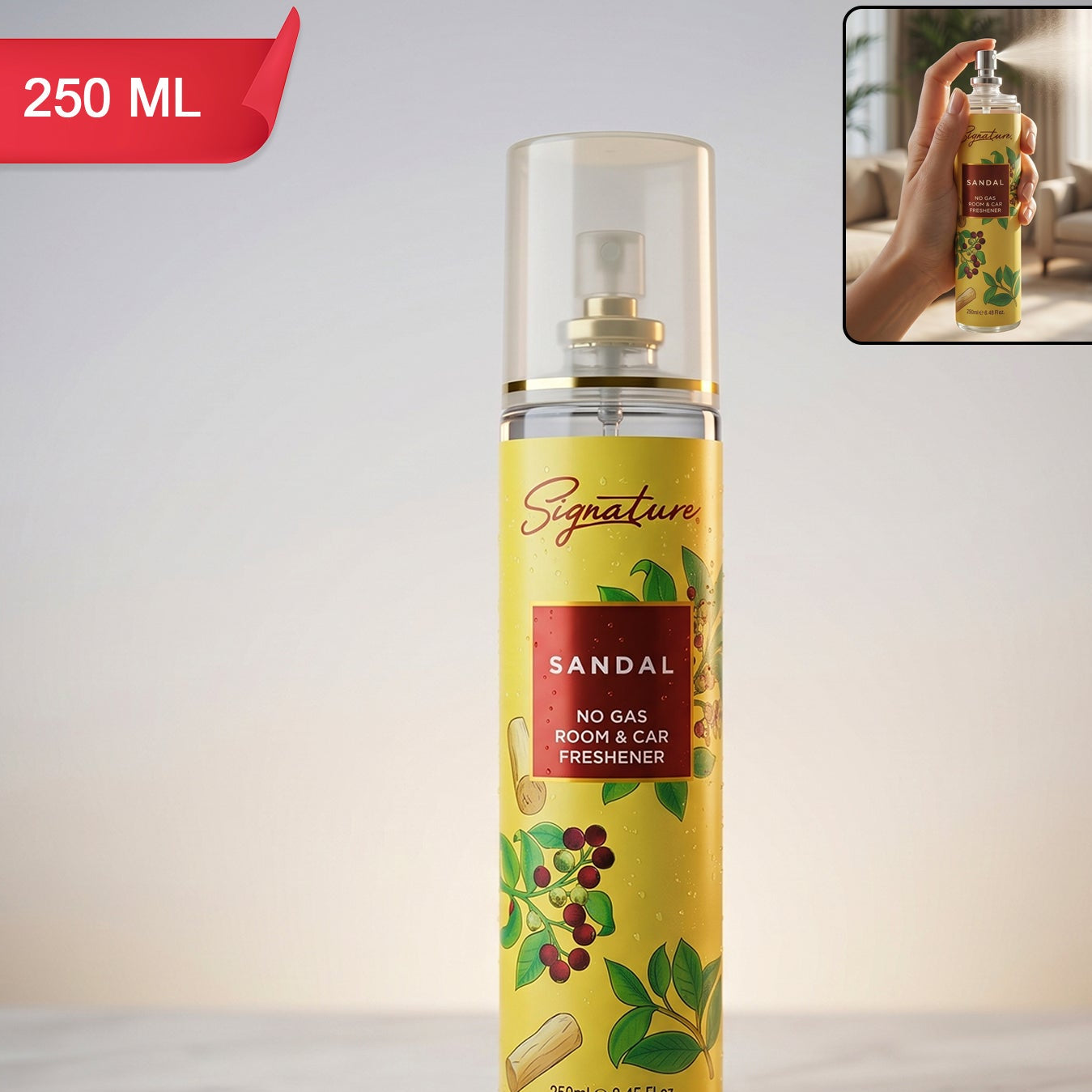 Signature Sandalwood Air Freshener Spray 250 ML for Home & Car - Great Price - Image 1