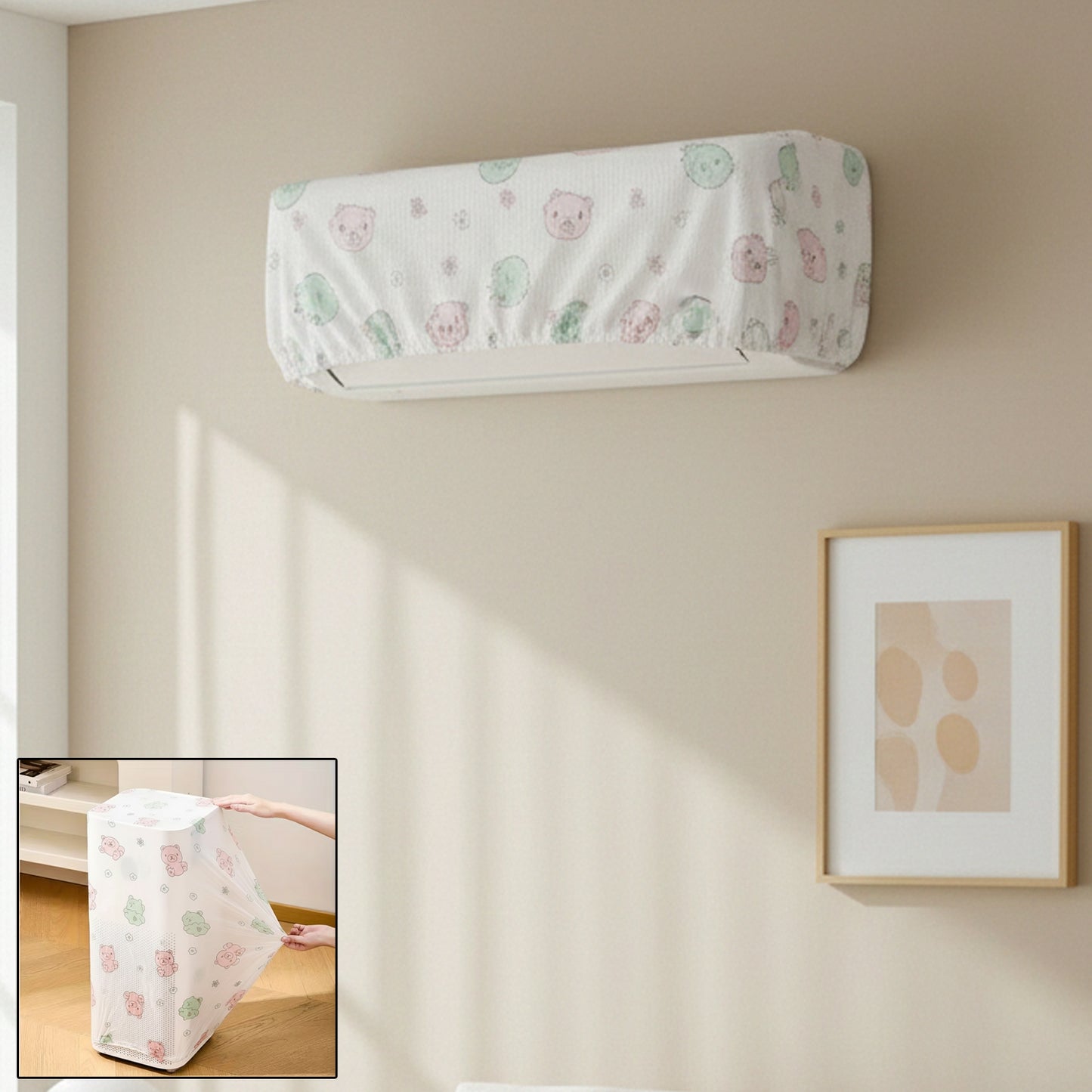 B-Grade Reusable Split AC Indoor Unit Dust Cover - Elastic Fit, Washable - Happy Price - Image 2