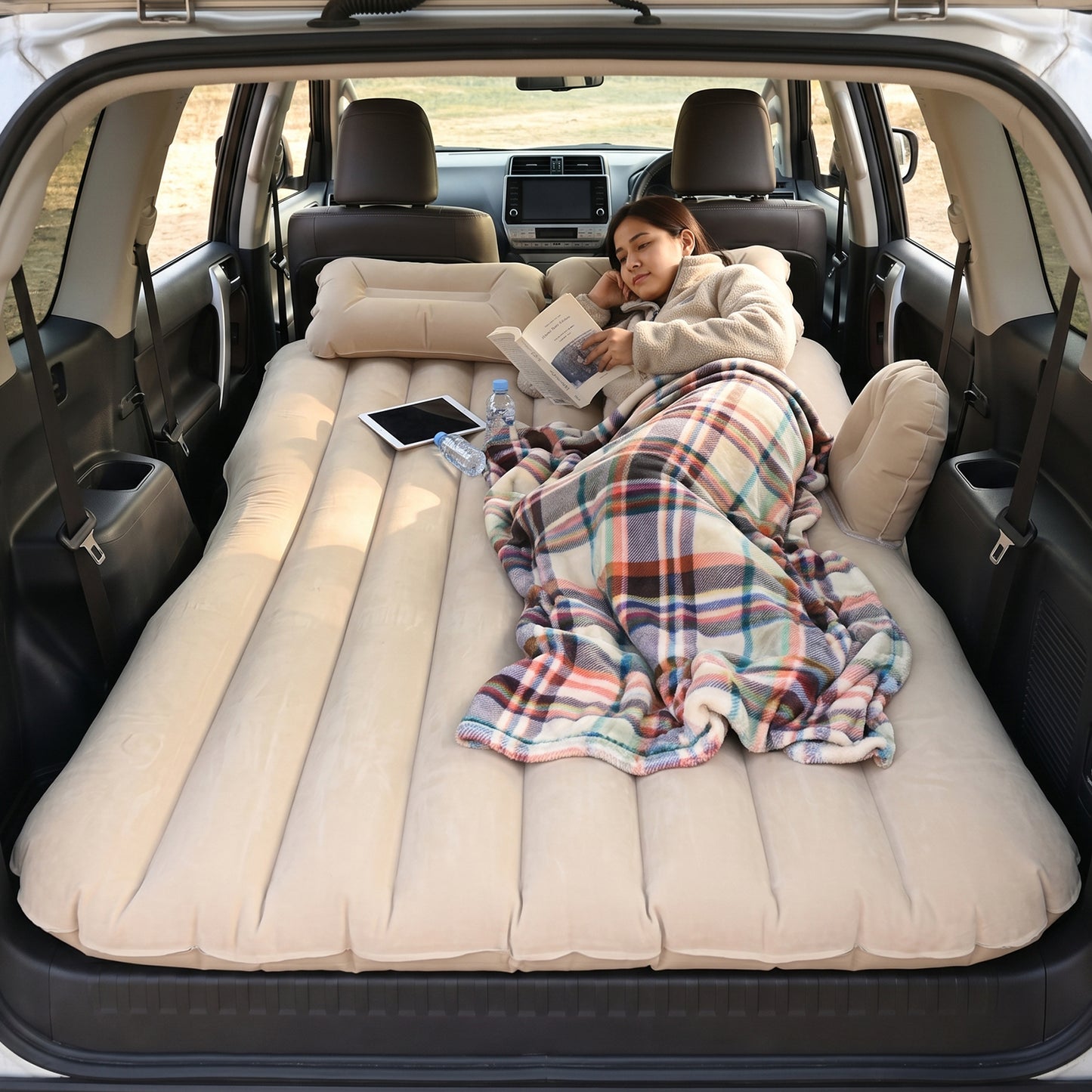 Portable Car Air Mattress Set with Pump & Pillows - Beige - Happy Price - Image 6