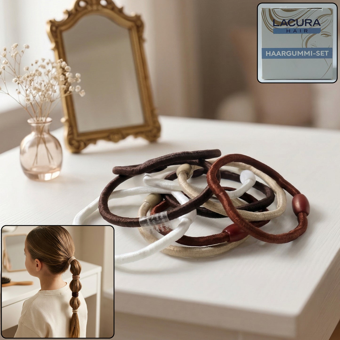 32 Pc Mix Color Soft Elastic Hair Bands - Gentle Hold Hair Ties for Women & Girls - Great Price - Image 2