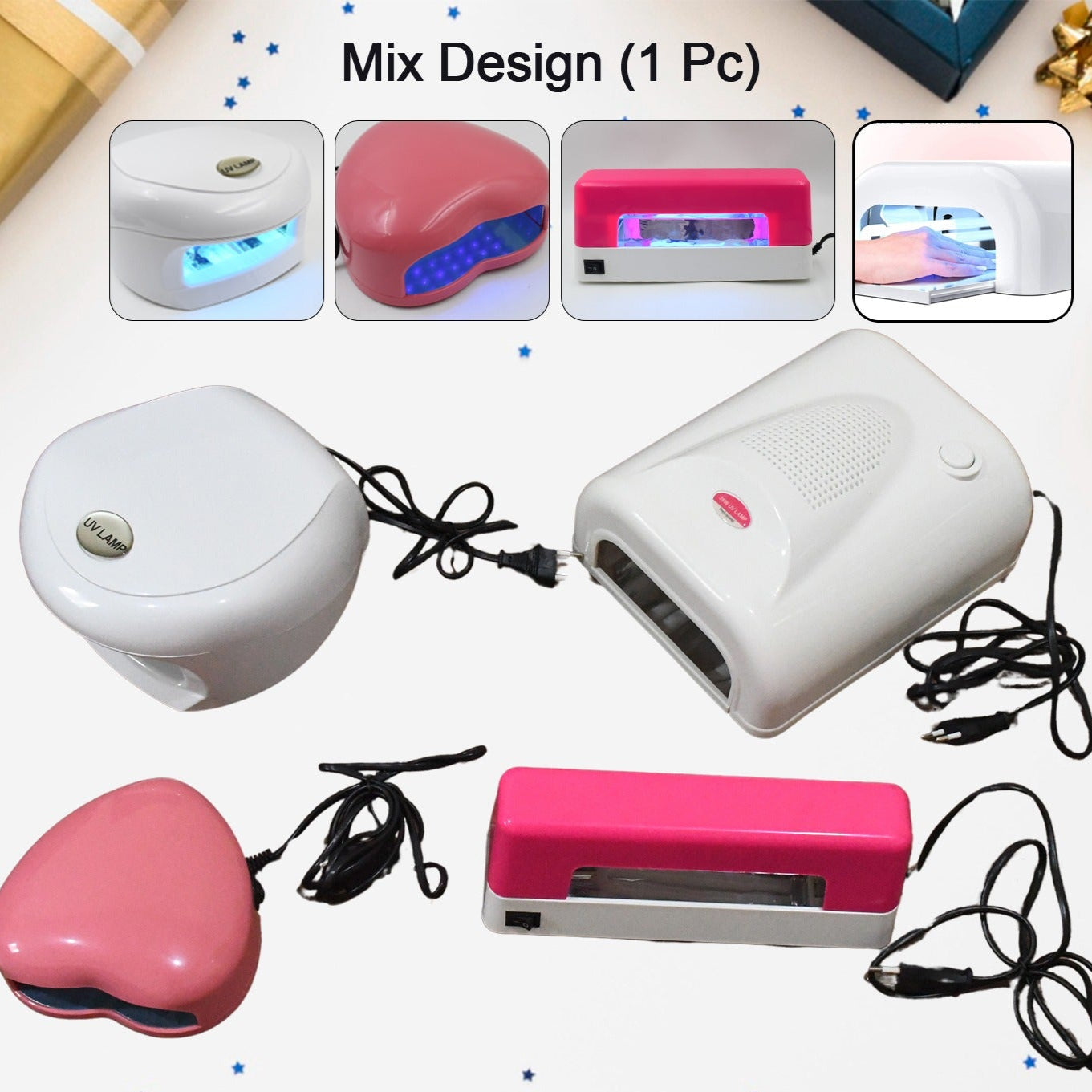 Led Uv Lamp Nail Dryer Gel Nail Lamp Nail Polish Curing Lamp (1 Pc  Mix Design) - Happy Price - Image 1