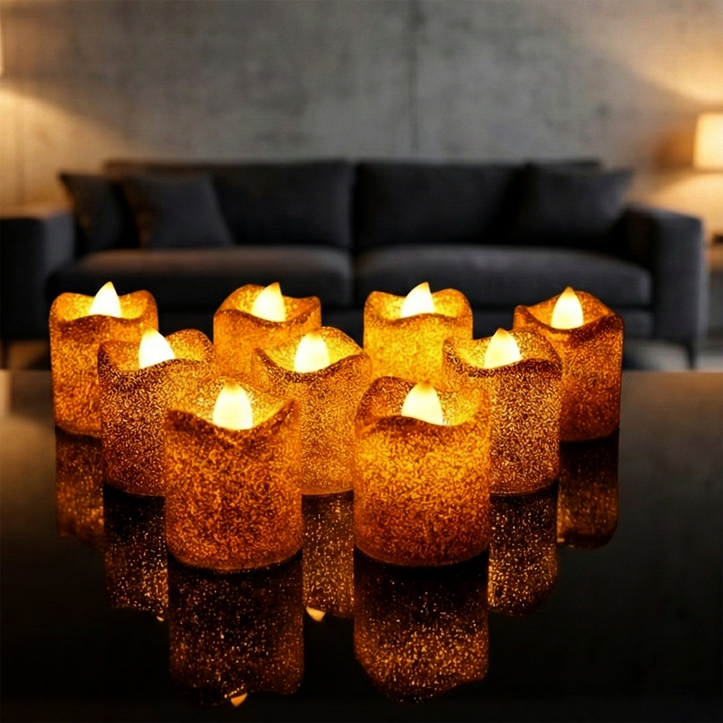 Christmas Glitter LED Tealight Candles - 9 Pc Set for Festive Ambiance - Happy Price - Image 5