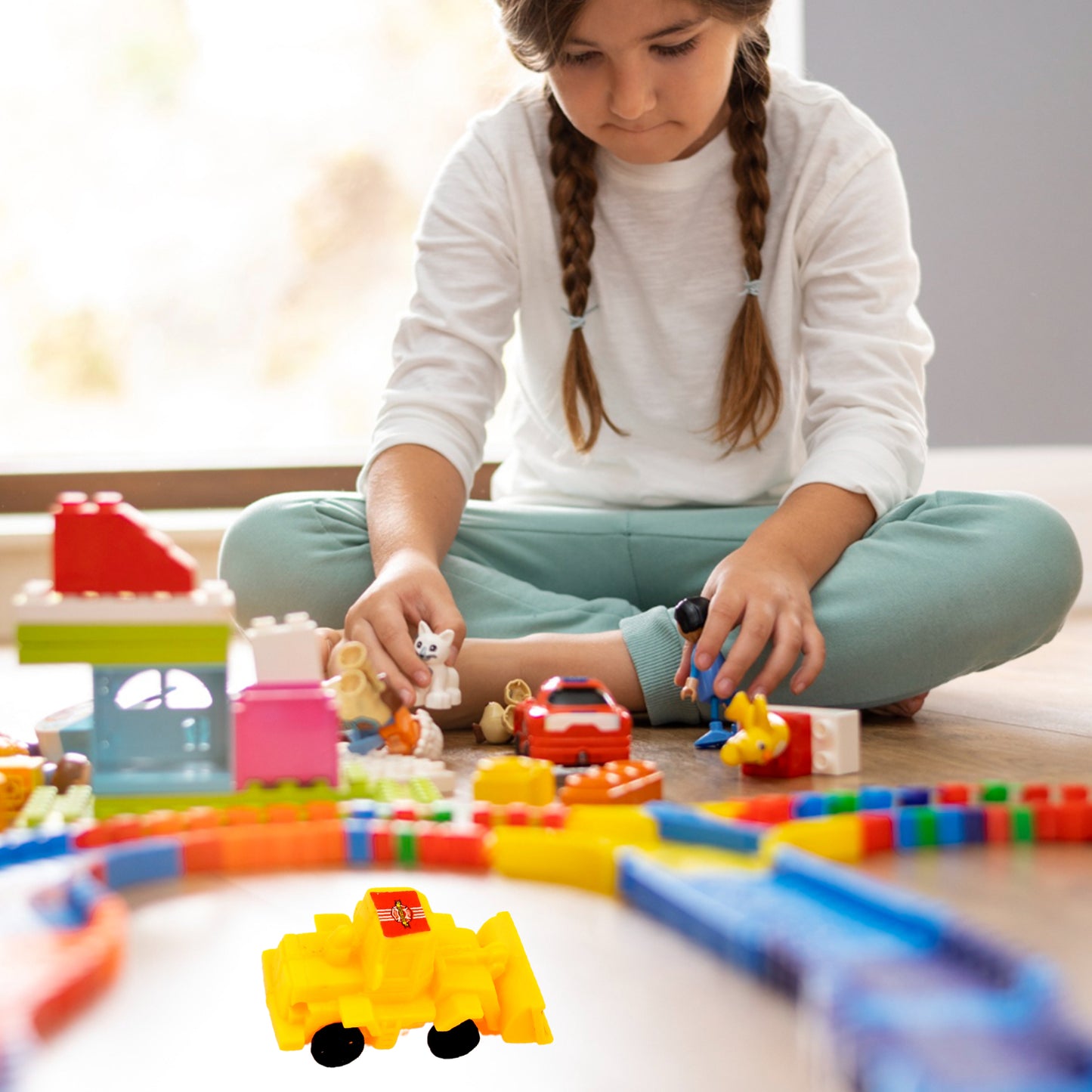 Vehicle Car Engineering Automobile Construction Car Toys Set For Children Kids Crane Excavator Road Roller Forklift Mixer Truck Transporter Truck Machine Construction Toys (6 Pcs Set) - Happy Price - Image 5