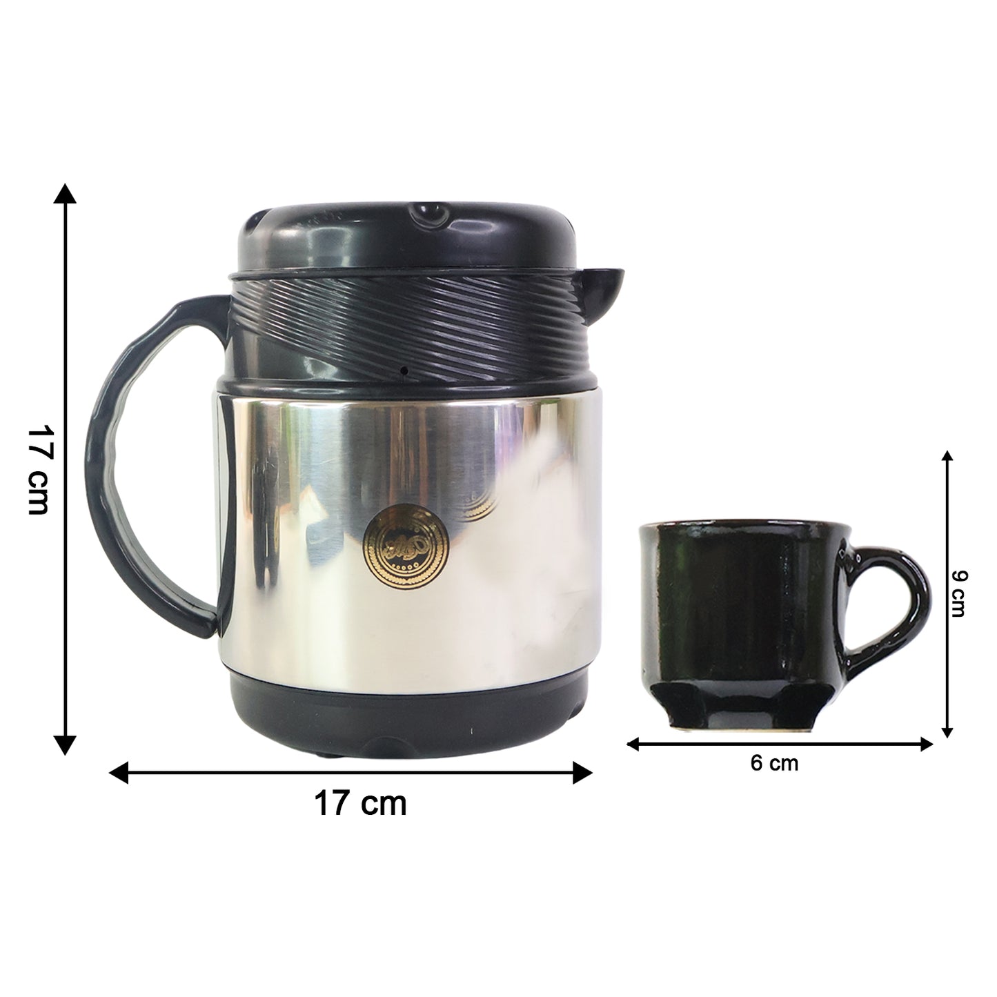 Insulated Thermos Flask with 6 Ceramic Cups - Hot Beverage Serving Set - Happy Price - Image 5