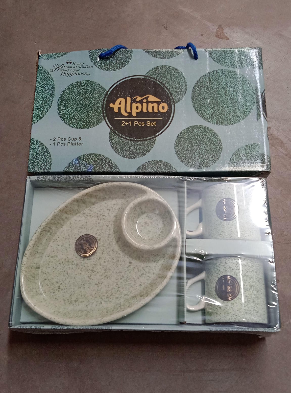 Alpino Ceramic Tea  Cups Set With Plastic Serving 2 Compartment Platter Milk Cup  Mug Coffee Cup Tea Cup Bpa Free Food Grade Or Outdoor For Household Gift For Birthday (3 Pcs Set) - Happy Price - Image 7