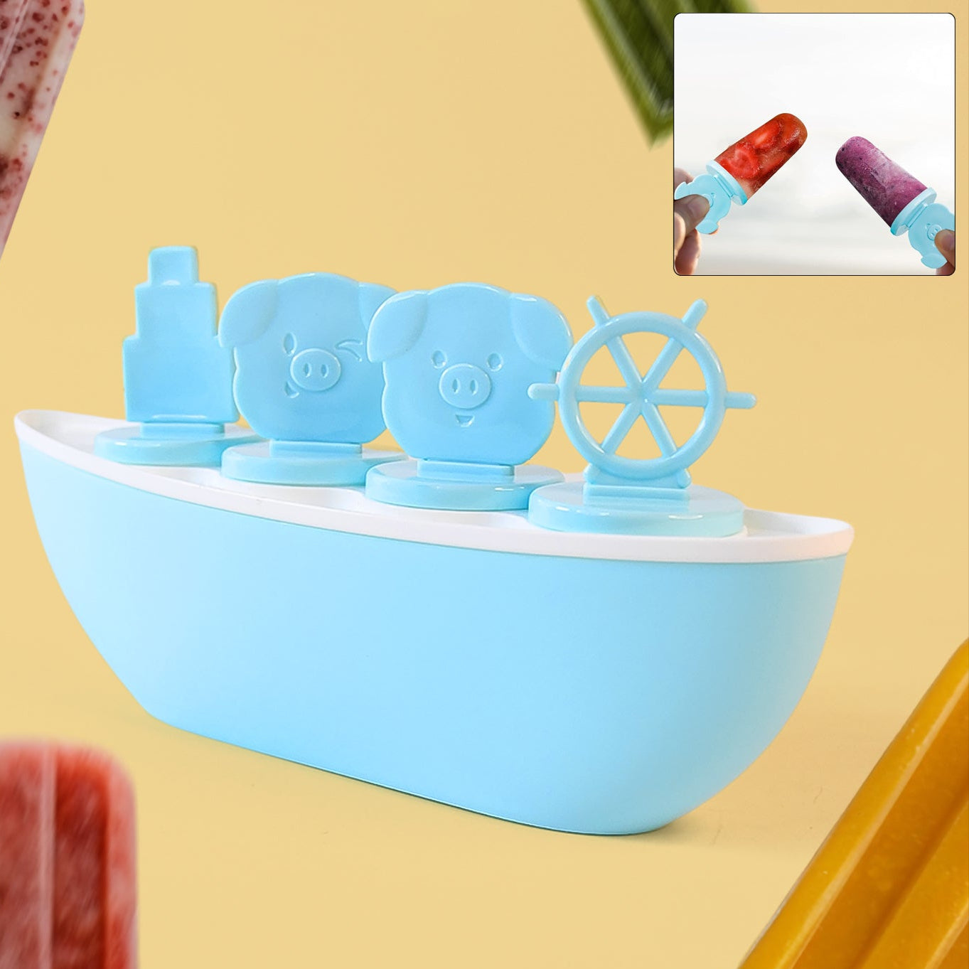 Creative Boat-shaped Ice Cream Mould With Cute Piggy - Happy Price - Image 1