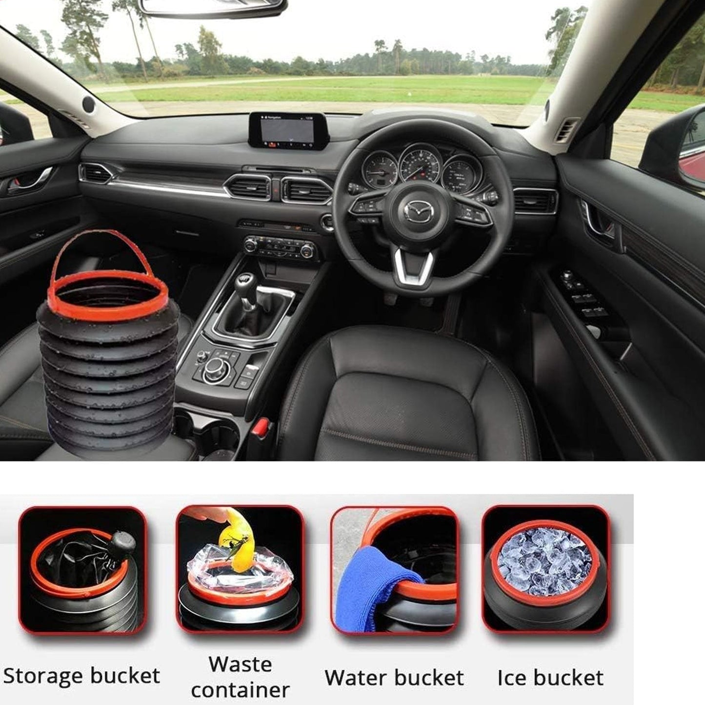 Foldable Storage Bucket  Water Container  Dustbin Multiuse Bucket For Home  Car  Kitchen Use Bucket - Happy Price - Image 2