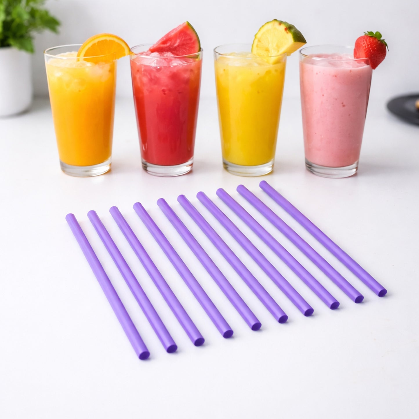 Pack of 10 Reusable Plastic Drinking Straws for Cold Beverages - Happy Price - Image 6