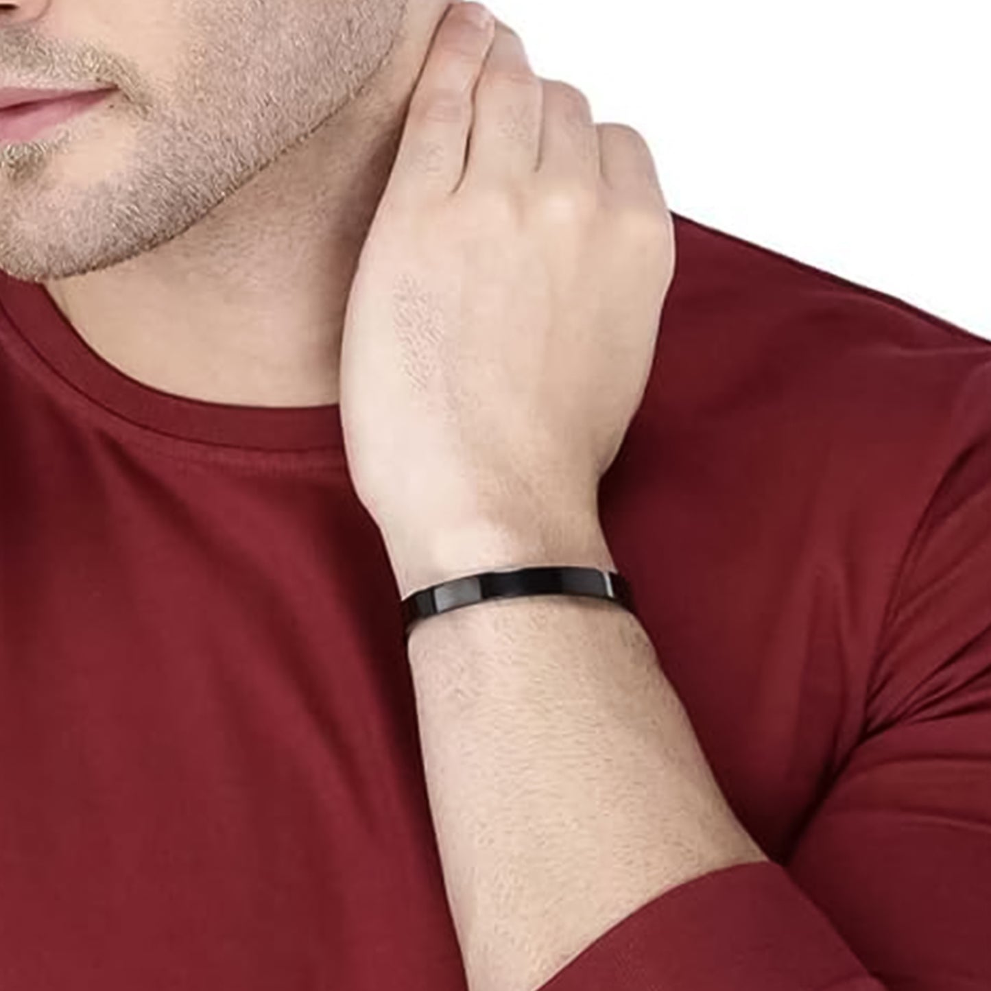 Black-Plated Stainless Steel Kada Bracelet for Men (1 Pc) - Happy Price - Image 3