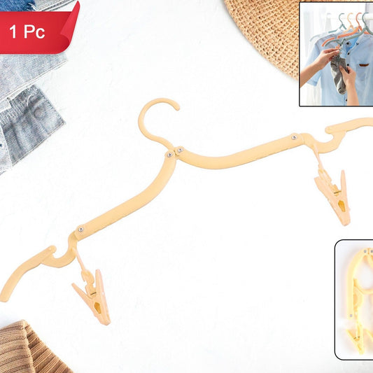 Adjustable Folding Clothes Hanger with Clips (1 Pc) - Happy Price - Image 1