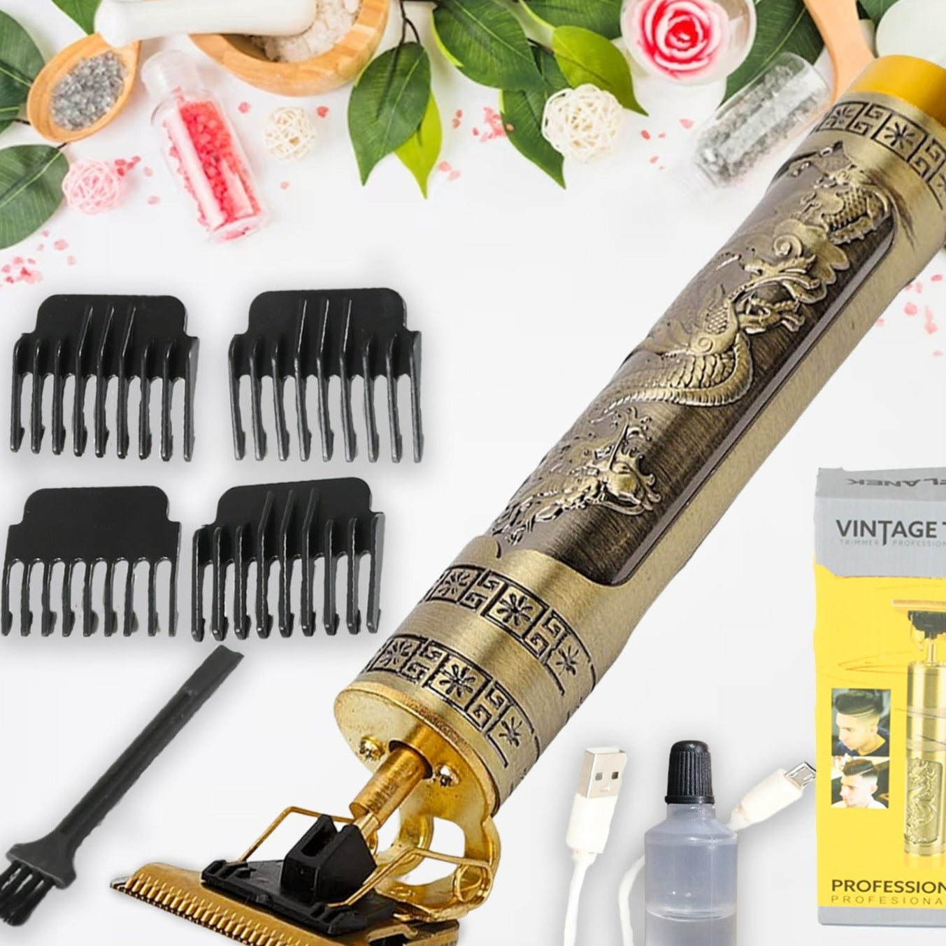 Hair Trimmer For Men Hair Style Trimmer Professional Hair Clipper Electric Shaving Machine Dry Shaving For Men - Hair Shaving And Trimming Beard With 4 Adjustable Blade Clipper Oil Cleaning Brush - Happy Price - Image 1