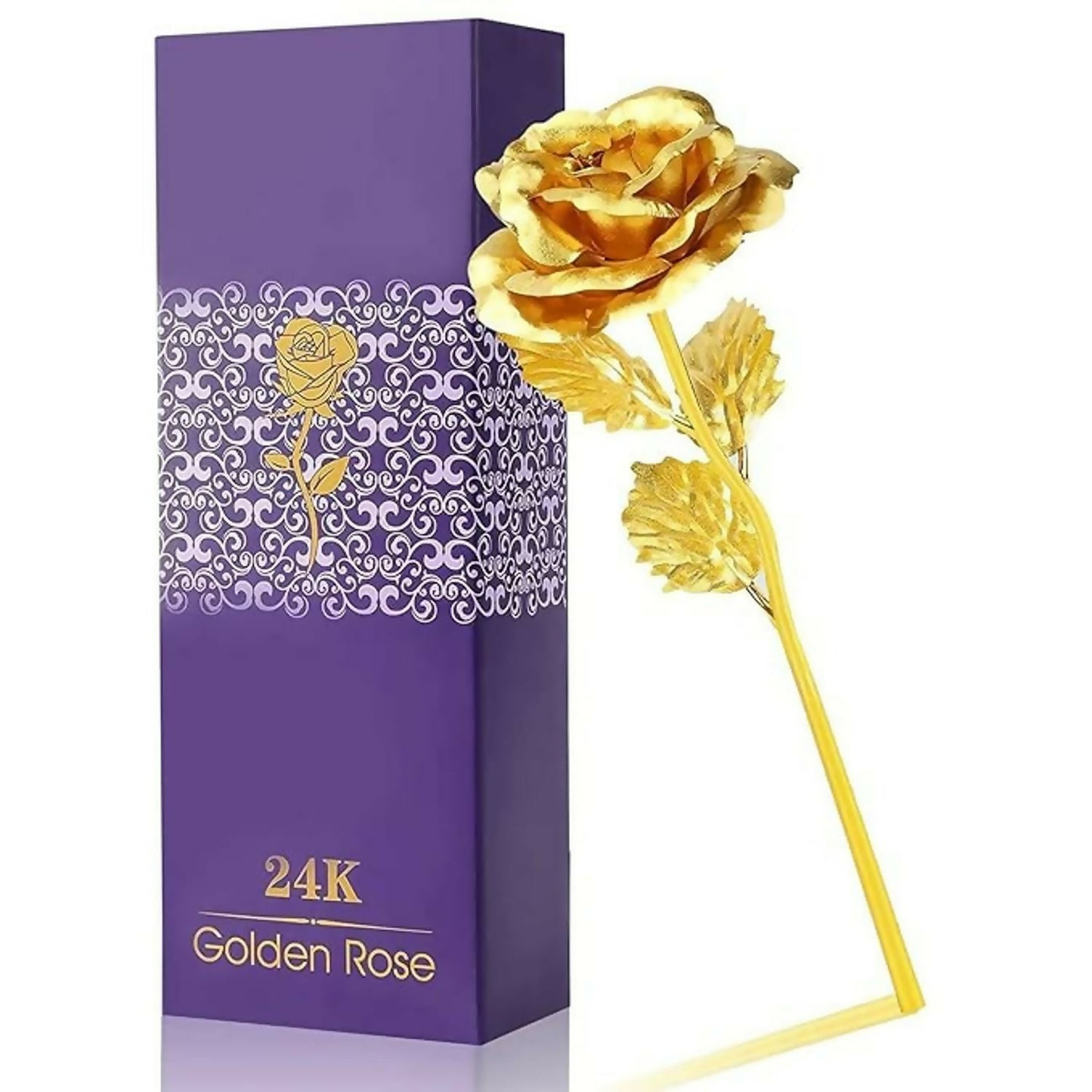 Artificial Golden Rose with Premium Gift Box - Eternal Love Decor - Happy Price - Image 1
