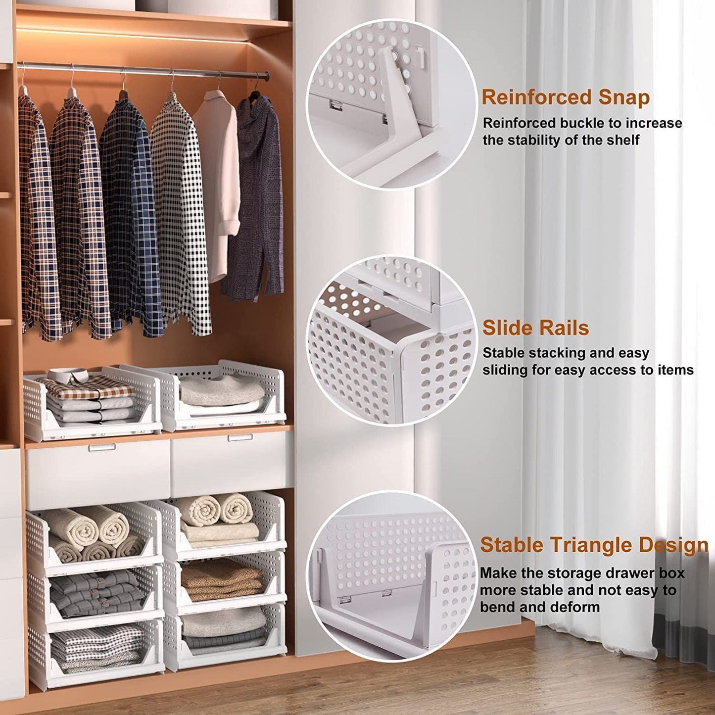 3 Layer Clothes Organizer For Wardrobe Cupboard Organizer For Clothes Foldable And Stackable Closet Organizer Drawer Organizer For Clothes Multi Purpose Plastic Drawer - Happy Price - Image 5