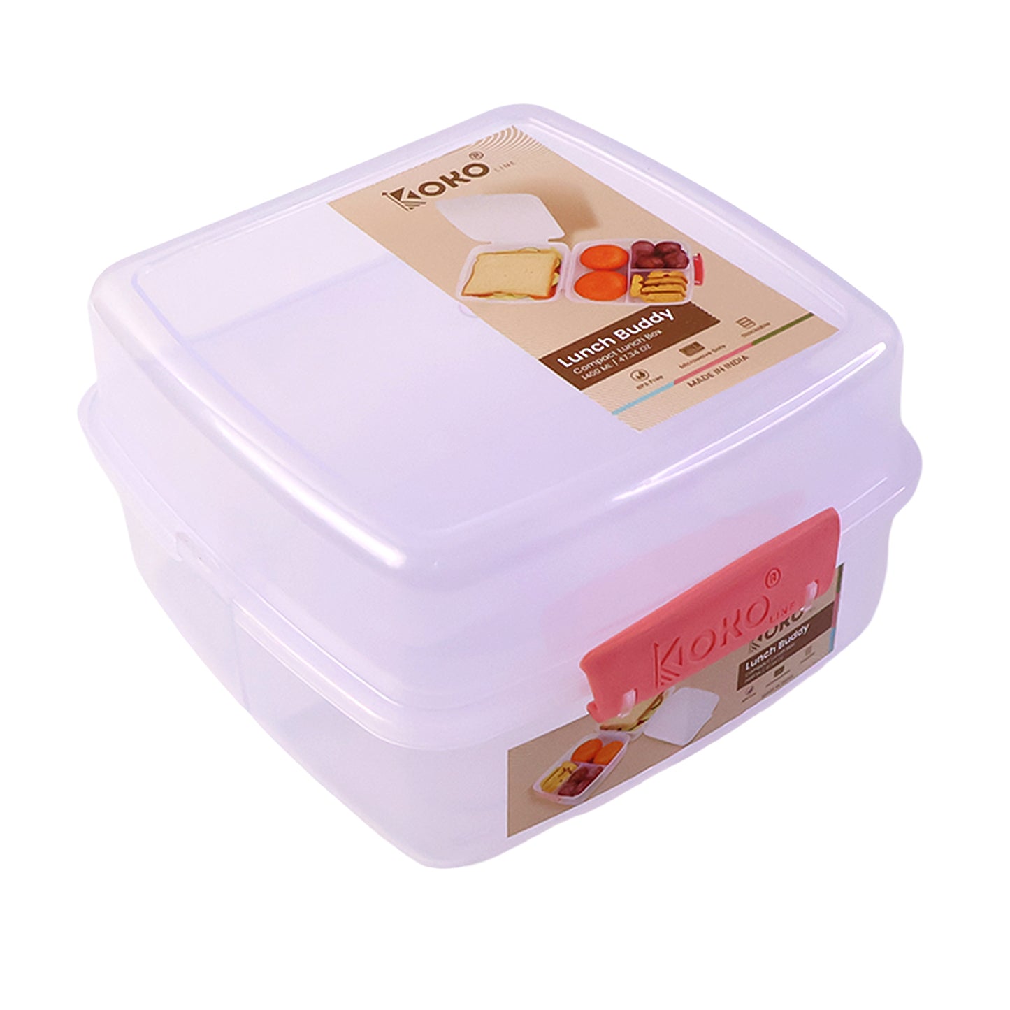 1400 ML 4-Compartment Lunch Box - 1 Large, 3 Small - Airtight Food Container - Happy Price - Image 5