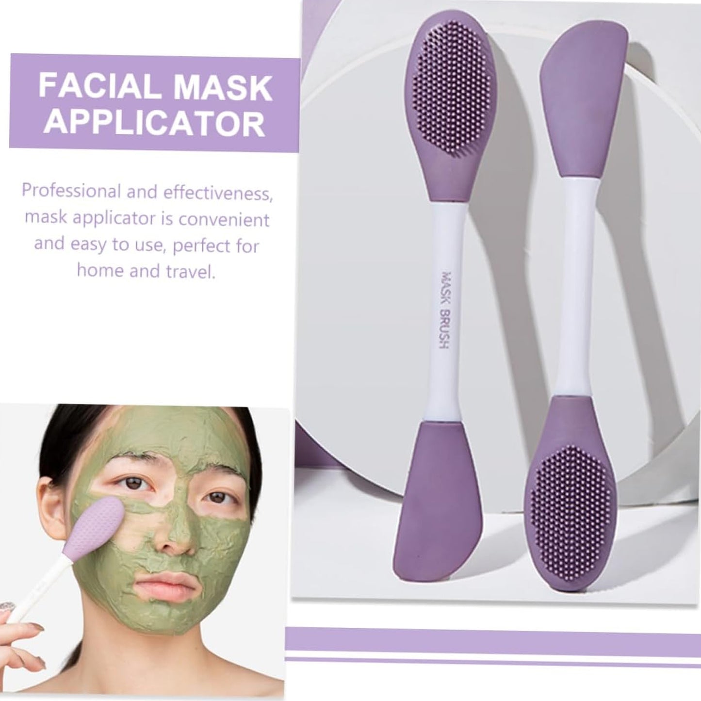 Double-headed Silicone Mask Brush Face Cleansing And Applying Mud Mask Beauty Salon Special Brush Smear Tool Facial Scrub Silicone Wash Scrubber Face Tools (1 Pc) - Happy Price - Image 7