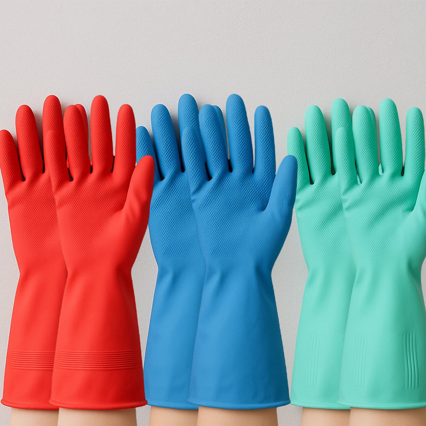 Long Cuff Rubber Cleaning Gloves - 1 Pair, Assorted Colors - Happy Price - Image 2
