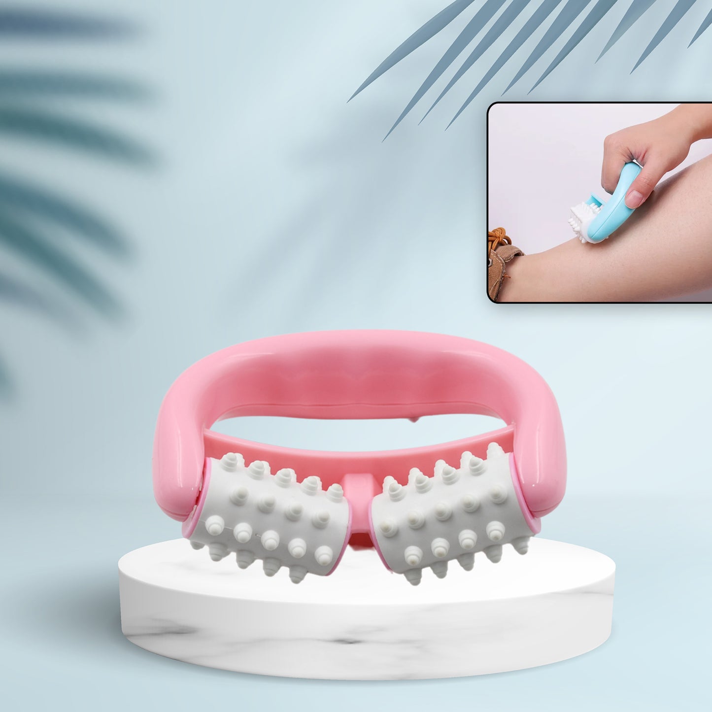 Manual Round Handle Plastic 2 Rollers Massage Roller Cellulite Roller For Legs Arms Back Muscle Pain Relief And Muscle Relaxation - Happy Price - Image 2