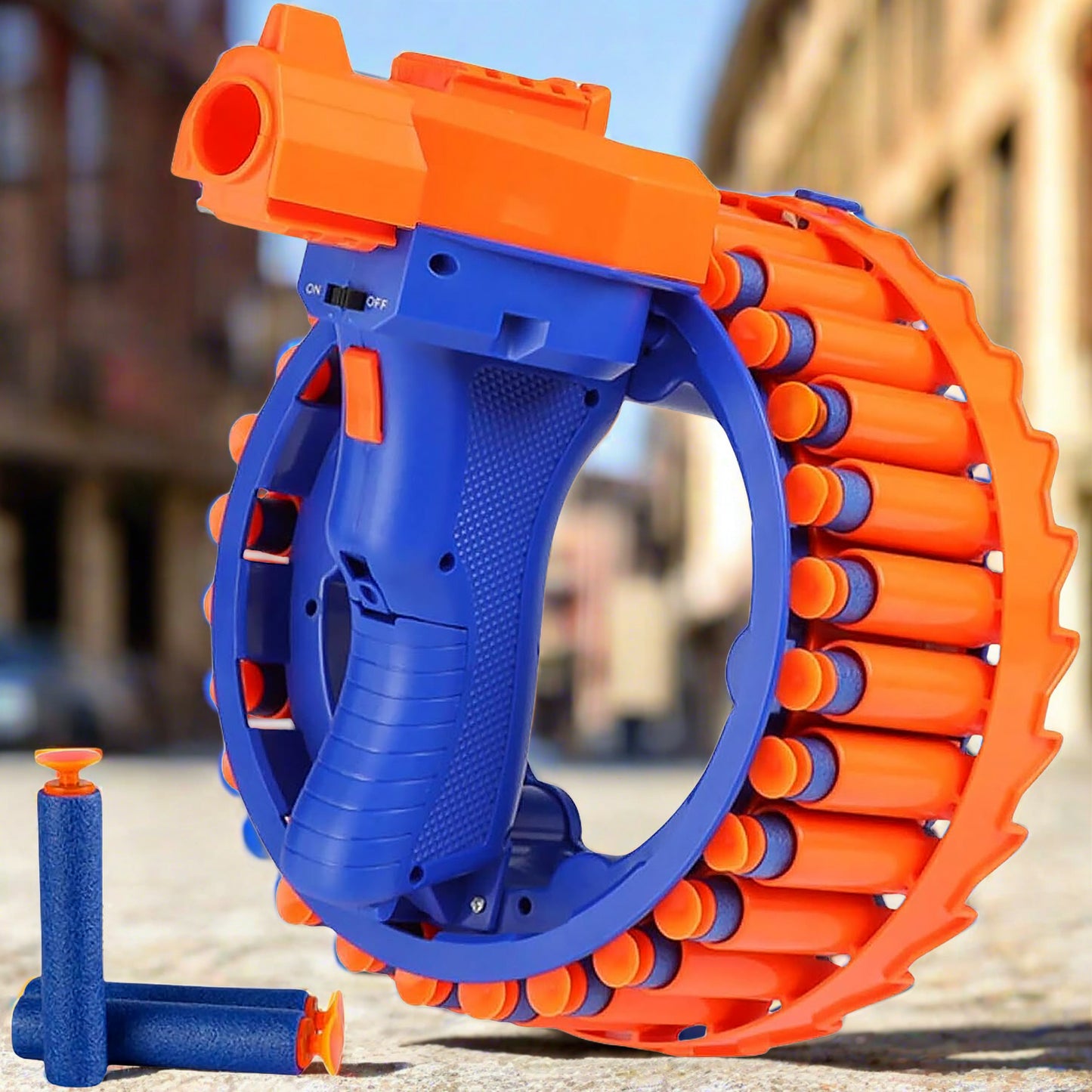 Amazing Toy Gun Electric Gun For Children 28 Soft Bullets For Youth Safety Childrens Electric Hand Ring Wheel Soft Bullet Gun Gift Toys - Happy Price - Image 2