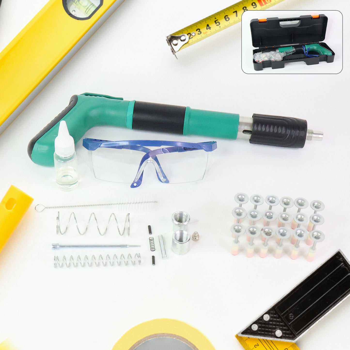 Heavy-Duty Manual Rivet Fastening Gun Tool Kit with Safety Glasses & Carry Case - Happy Price - Image 6