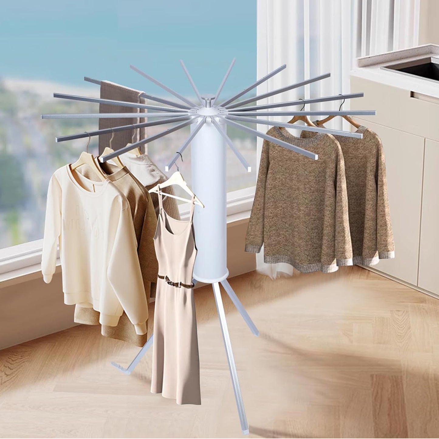 Foldable Rotary Clothes Drying Rack Stand (1 Pc) - Happy Price - Image 3
