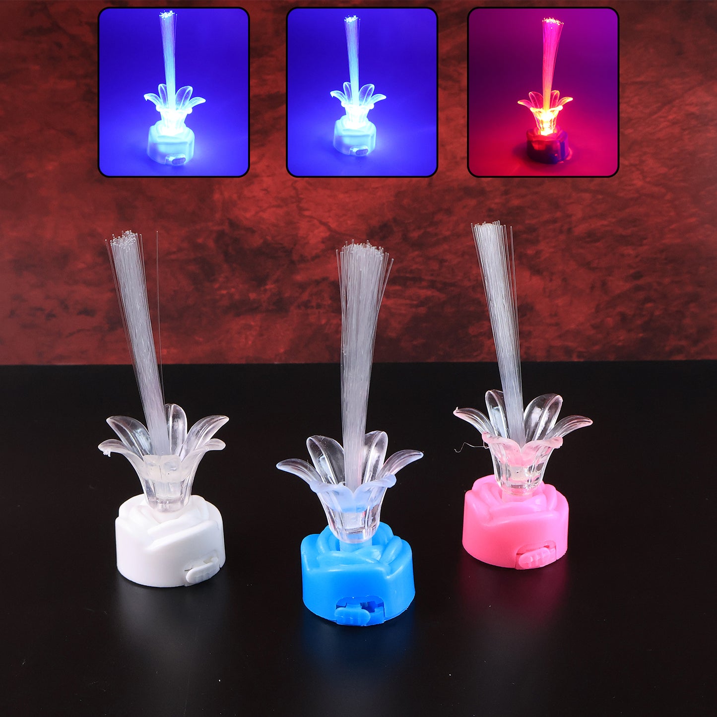 Multi-color Led Fiber Optic Flower Night Lamps (Mix Color  3 Pc) - Happy Price - Image 3