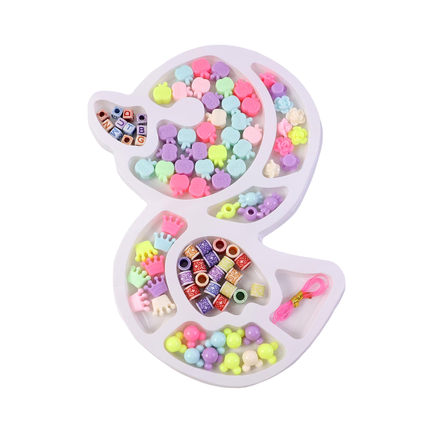 Kids Beading Craft Kit for Jewelry Making - Alphabet Beads, Charms & Elastic Thread (1 Set) - Happy Price - Image 4