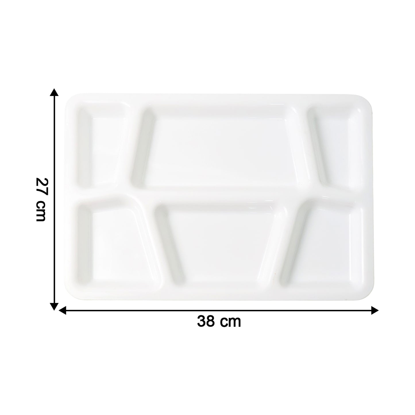 6 Compartment Plastic Meal Serving Tray - 38x27 cm White Dining Plate (1 Pc) - Happy Price - Image 3