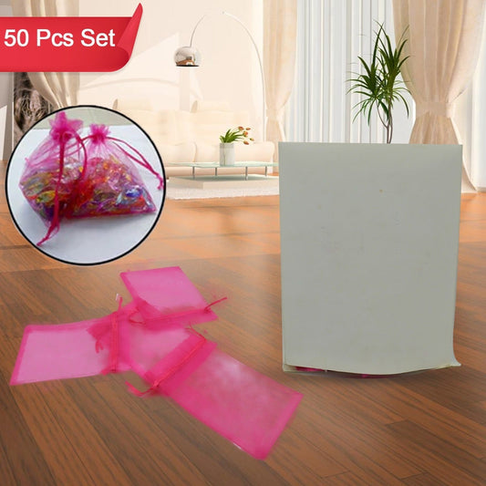 Organza Gift Bags Small Mesh Bags Drawstring Gift Bags Christmas Drawstring Organza Gift Bags Wedding Party Festival Gift Bags (50 Pcs Set) - Happy Price - Image 1