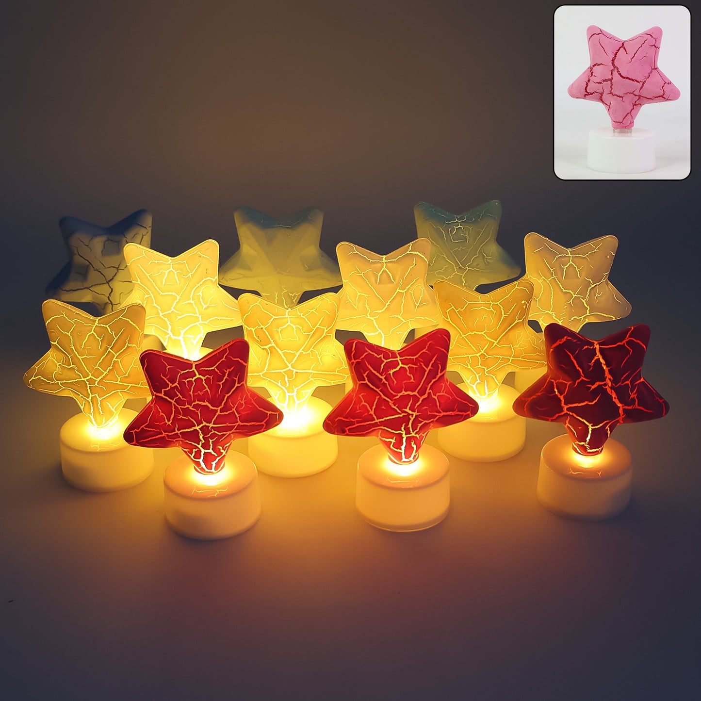 Star Shape Decorative LED Tealight Candles - 12 Pc Set - Happy Price - Image 3
