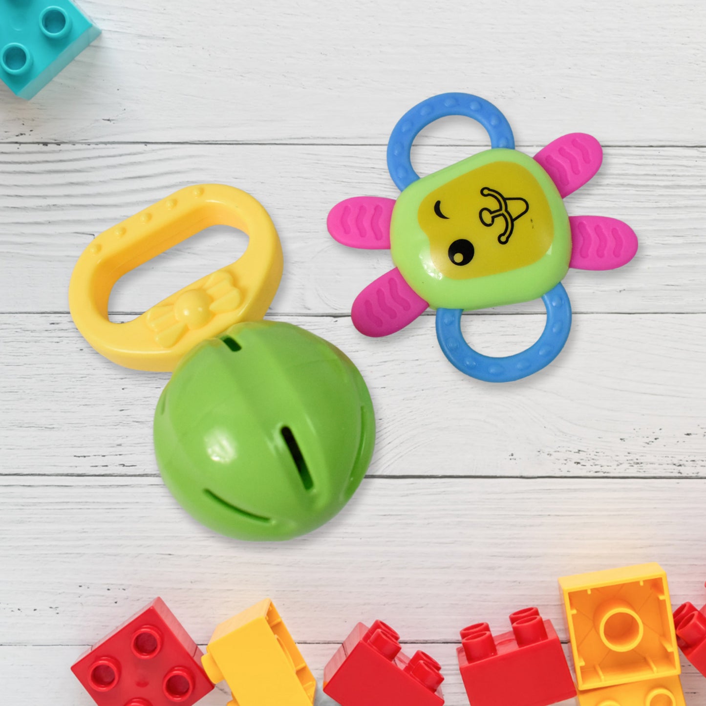 Kinder Rattles Classic Store Plastic Non-toxic Shake And Grab Ball Baby Rattles  Teethers (8 Pcs Set) - Happy Price - Image 3