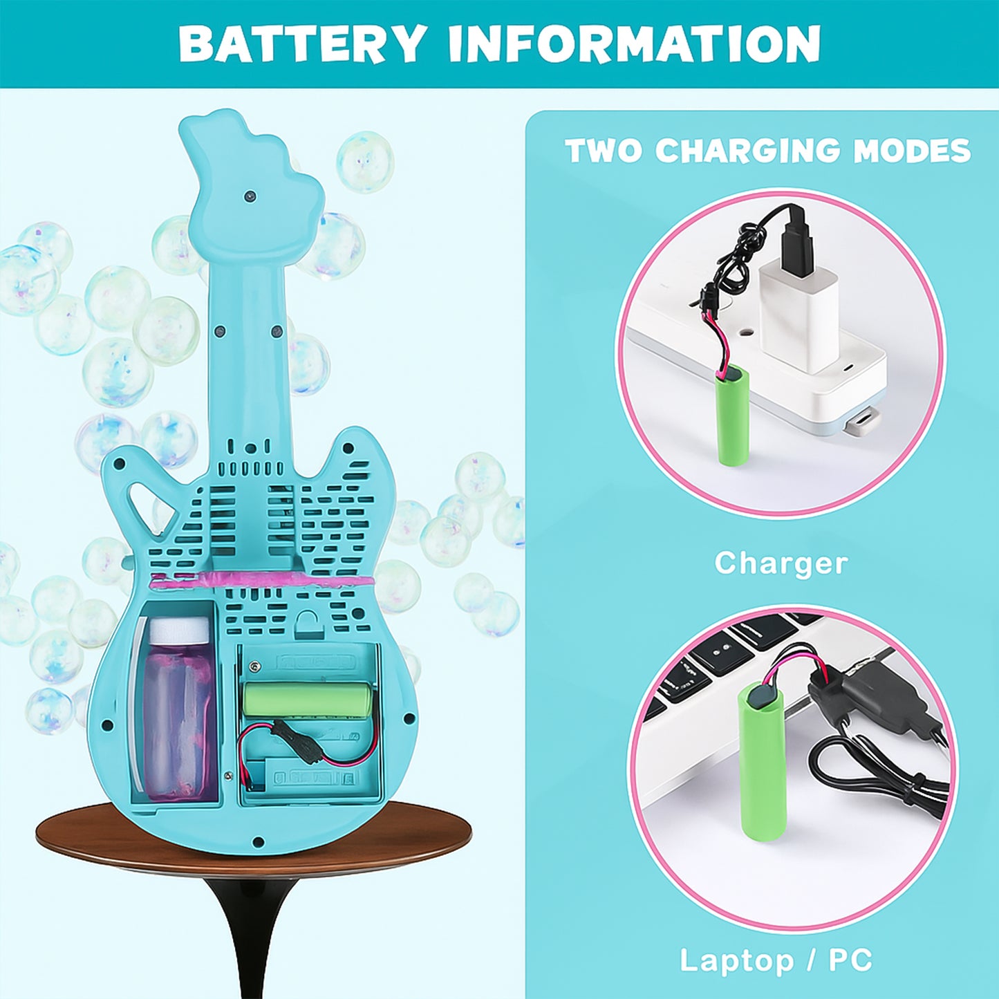 Automatic Guitar-Shaped Bubble Machine Set for Kids - Battery Operated Fun Toy - Happy Price - Image 6
