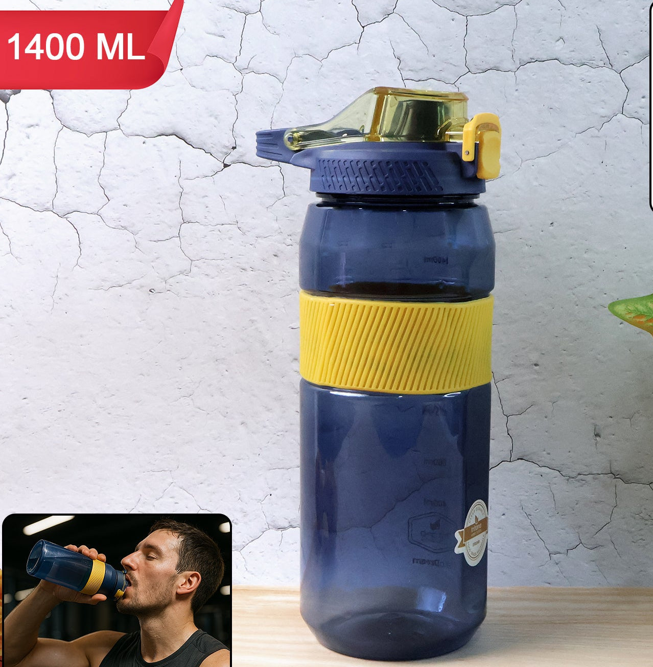 1400ml Sports Water Bottle with Flip Lock Lid and Straw - Leakproof Gym Bottle (1 Pc) - Happy Price - Image 1