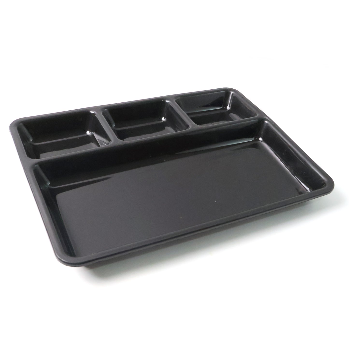 Plastic 4-Compartment Rectangular Meal Tray - 33x25 cm, 1 Pc Black Dining Plate - Happy Price - Image 2