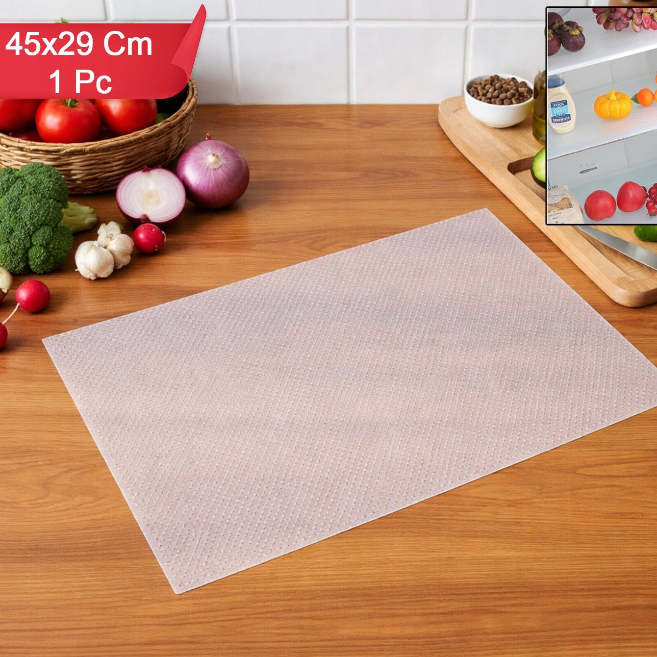 Transparent Plastic Fridge Liner Mat - 45 x 29 cm (1 Pc) - Happy Price - Image 1