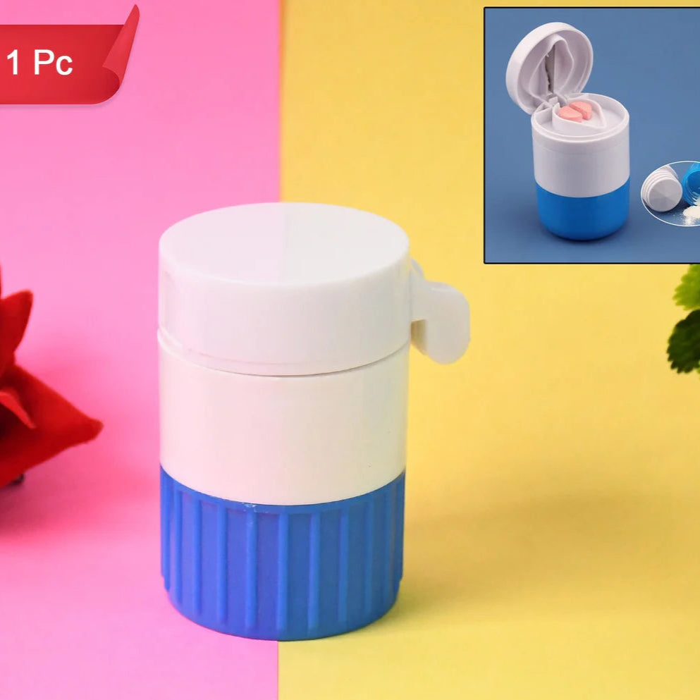4-in-1 Layer Multipurpose Plastic Portable Pocket Size Tablet Medicine Cutter Divider With Partitioned Storage And Crusher Grinder Powder - Happy Price - Image 1