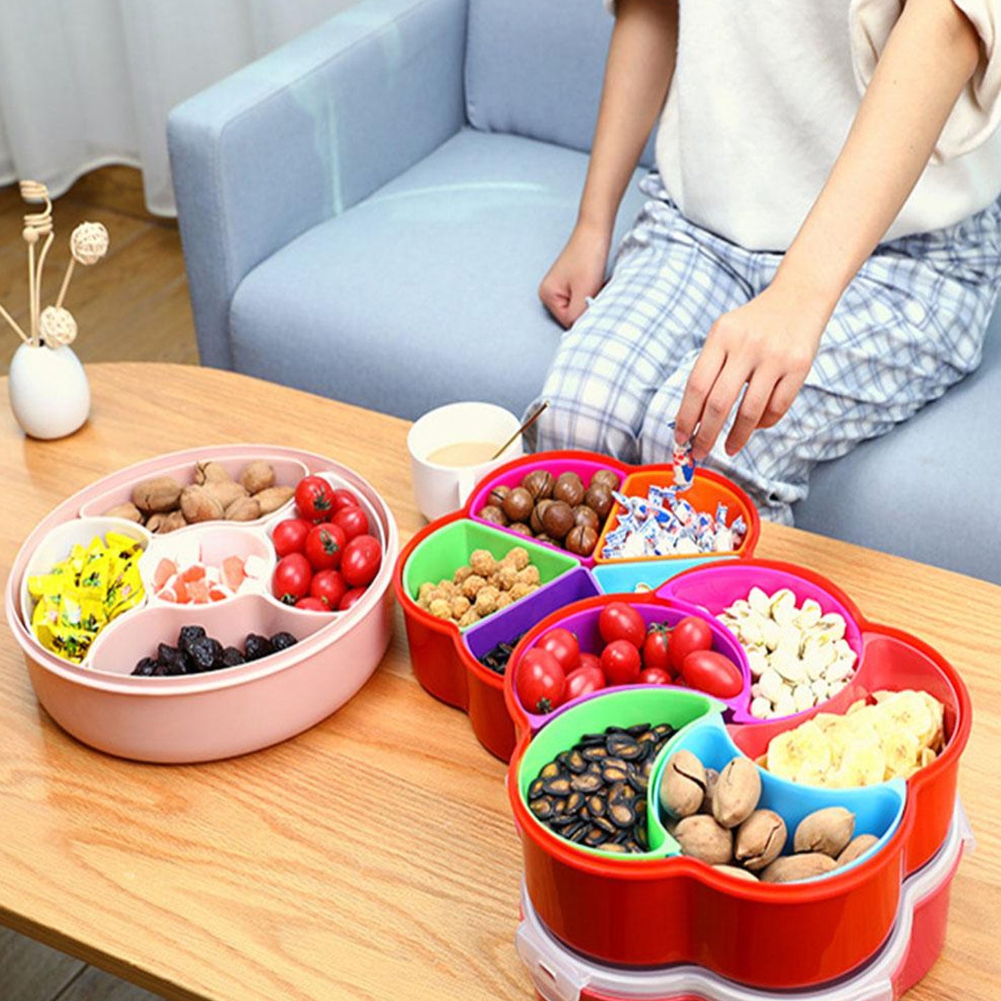 5compartments Party Food Storage Snack Nuts Box For Peanuts Fruits And Candy Box For Home  Kitchen Use - Happy Price - Image 3