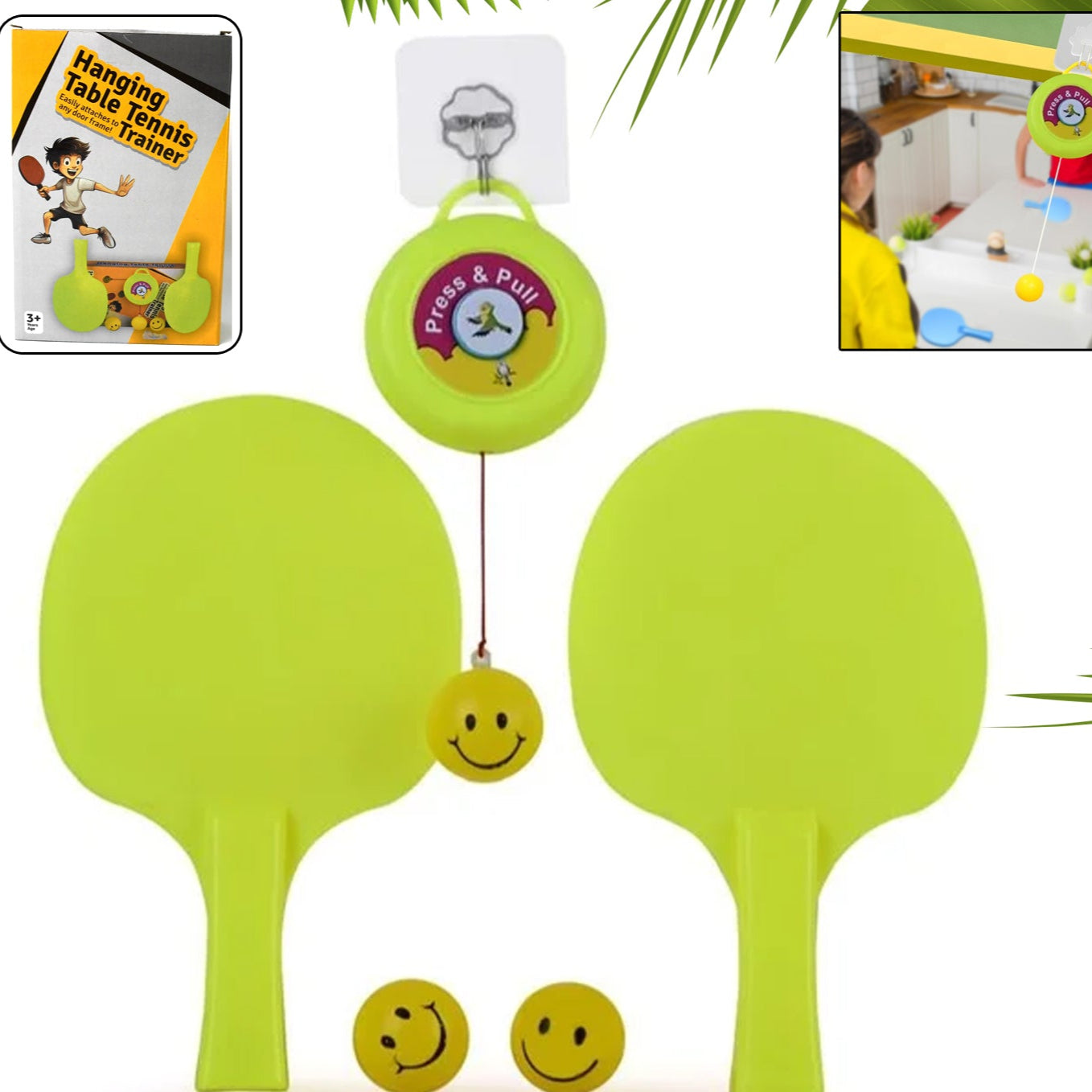 Portable Indoor Hanging Table Tennis With Three Ball Table Tennis Self Training Set - Happy Price - Image 1