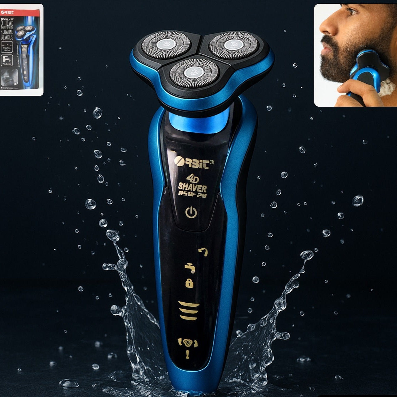 Orbit 4D Rechargeable Electric Shaver for Men - Waterproof, Cordless Beard Trimmer (1 Pc) - Happy Price - Image 1