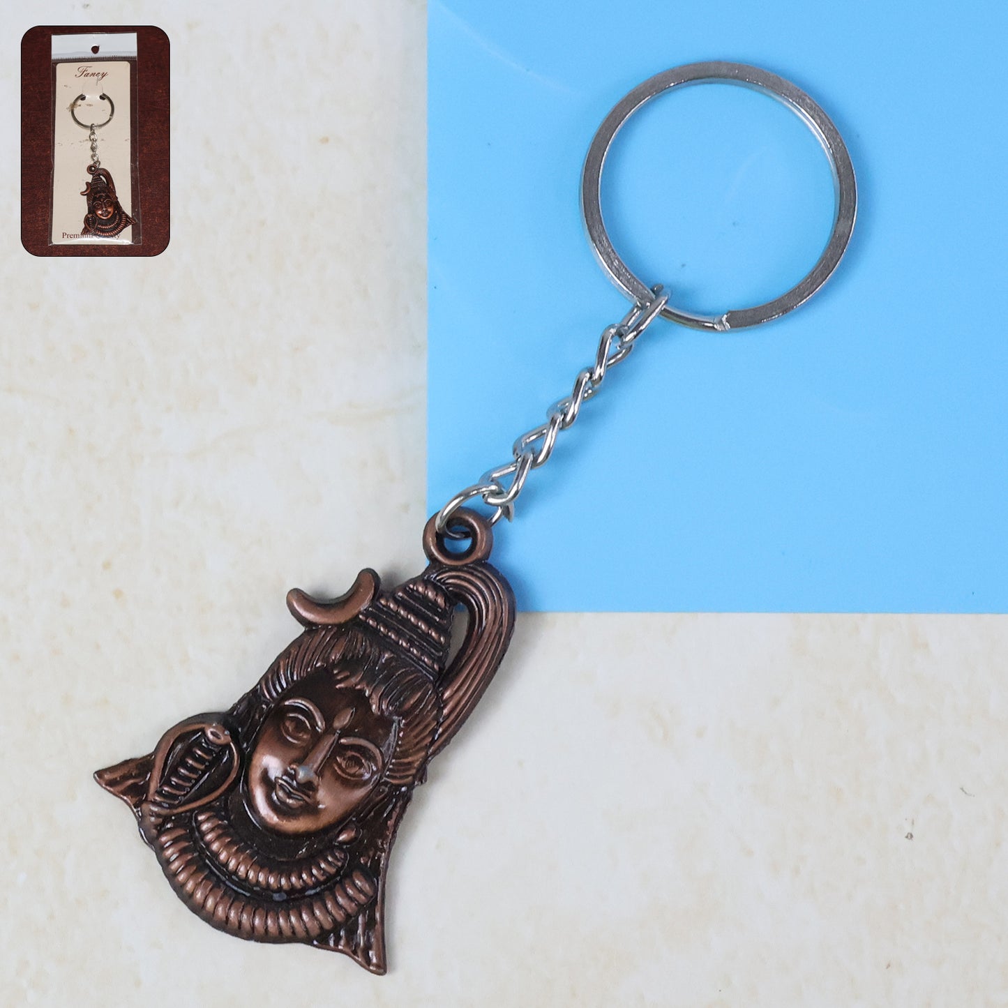 Lord Shiva Adiyogi Metal Keychain Set - 2 Pcs Mix Design - Happy Price - Image 3