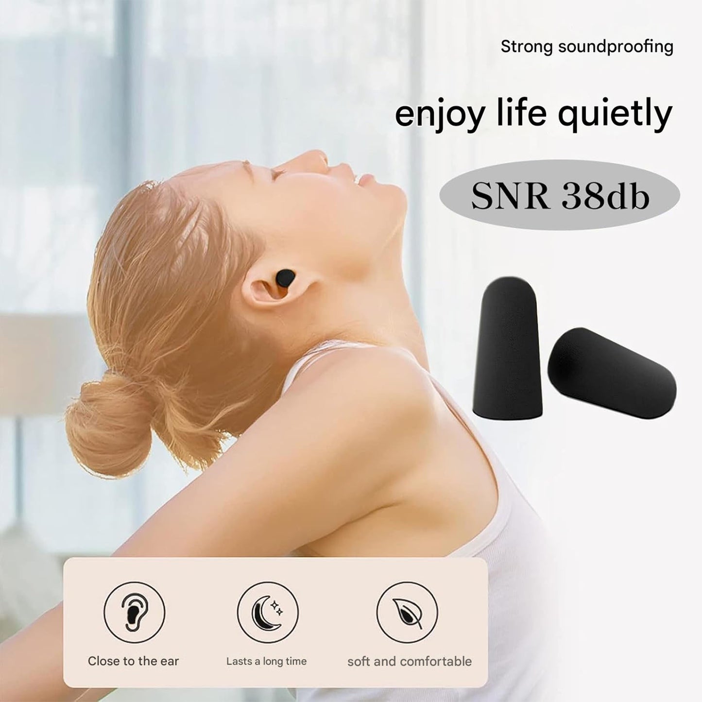 Comfortable Soft Earplugs for Noise Reduction - 1 Pair - Happy Price - Image 3