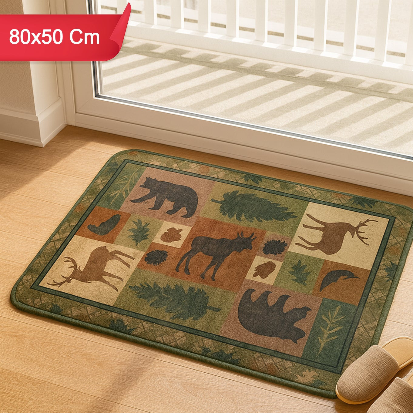 Soft Microfiber Floor Mat with Anti-Slip Backing - 80x50 cm Nature Print Rug (1 Pc) - Happy Price - Image 1