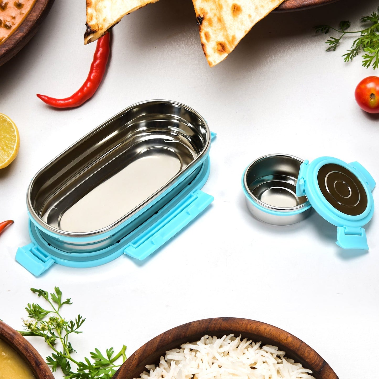 Ganesh Stainless Steel Lunch Box Container Set of 2 - Happy Price - Image 1