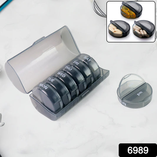 Weekly Pill Organizer 2 Times A Day Travel 7 Day Pill Box Twice A Day Daily Medicine Pill Case With Large Compartments - Happy Price - Image 1