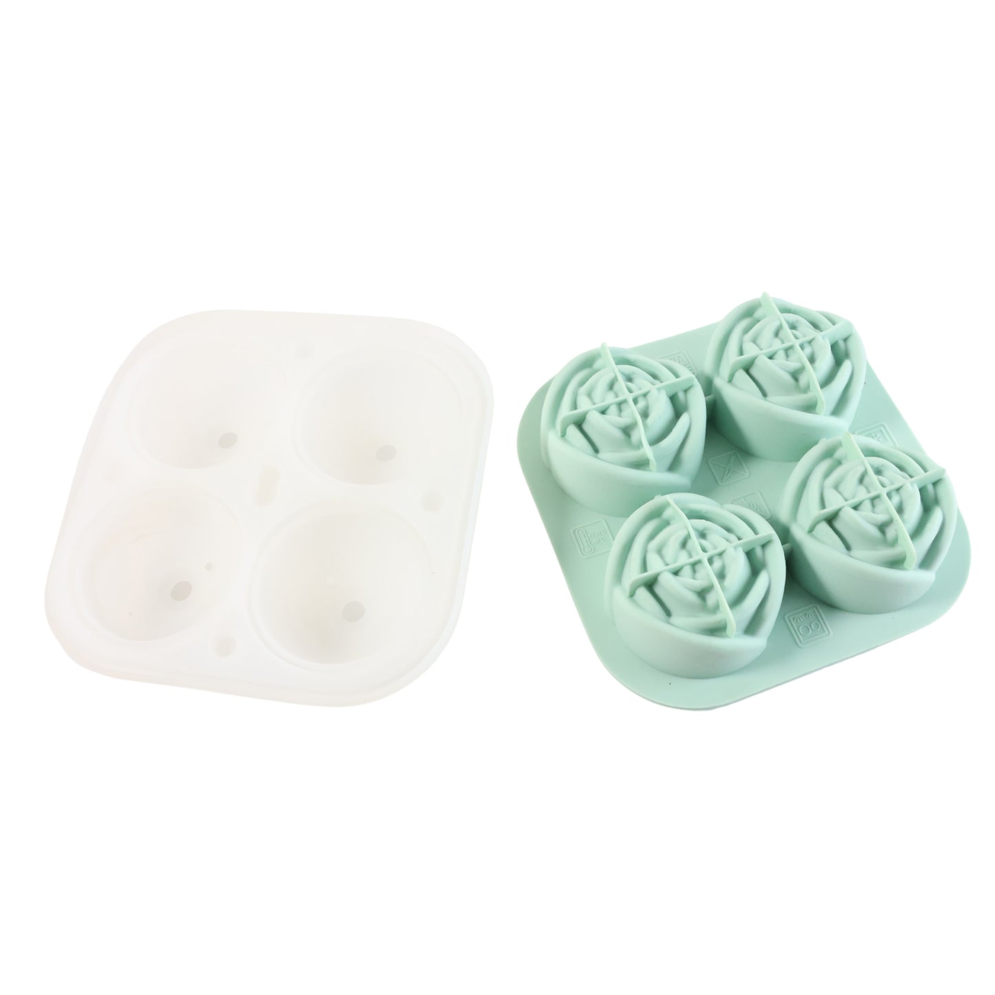 4 Cavity Rose Shape Ice Mold with Lid - Silicone Drink Chiller Tray (1 Pc) - Happy Price - Image 2