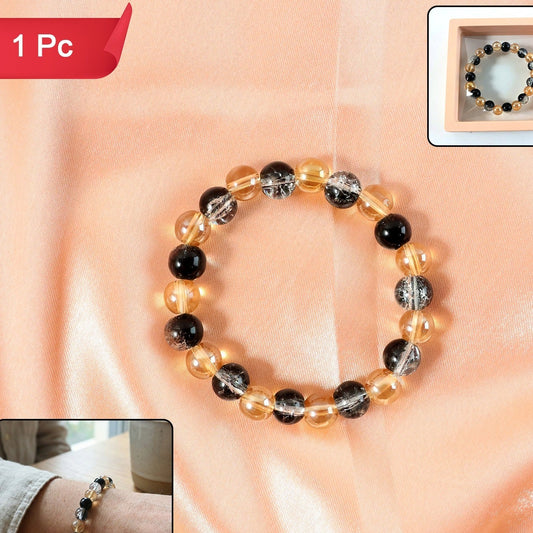 Elegant Dual-tone Crystal Beaded Stretch Bracelet (1 Pc)