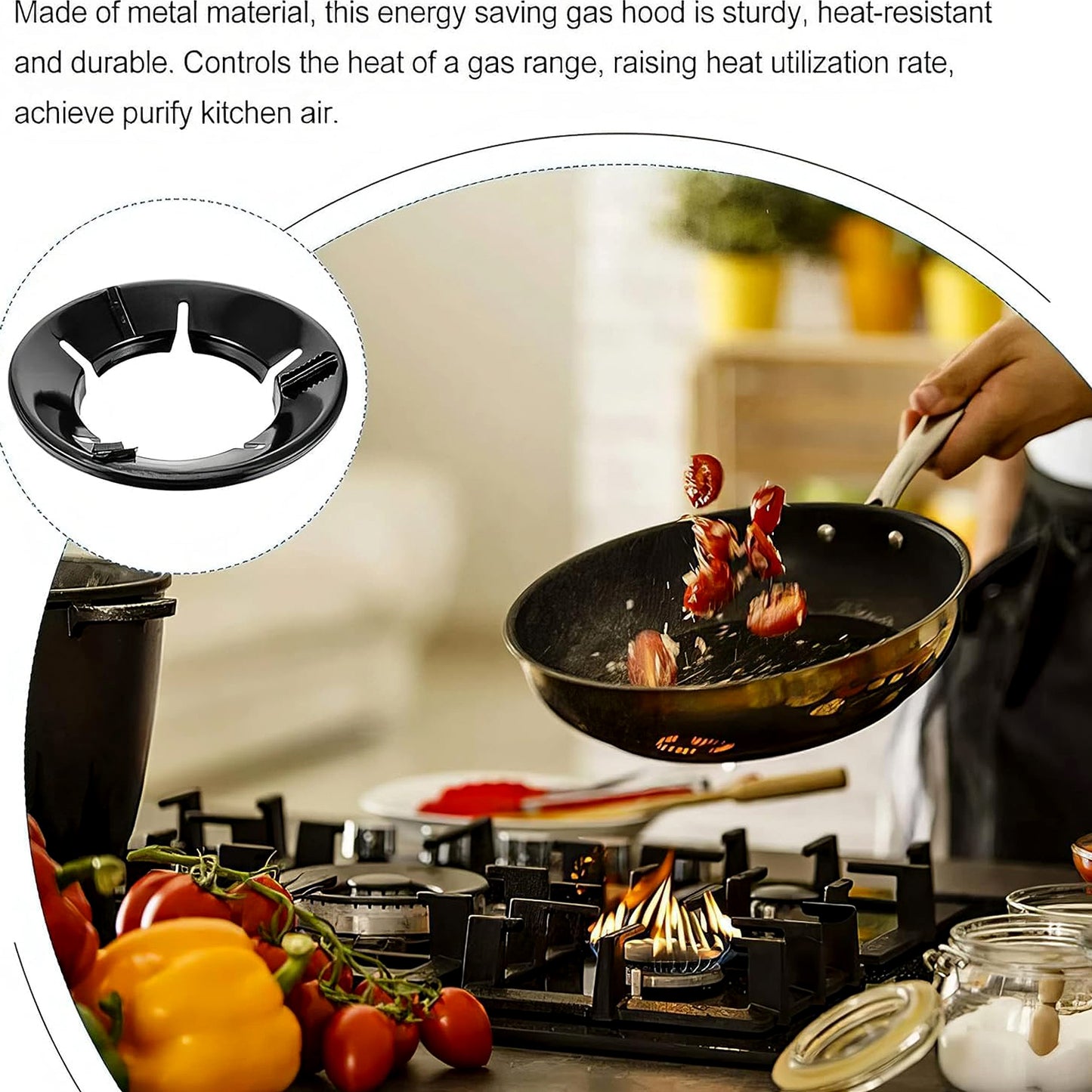 Gas Stove Flame Guard Ring - 4 Pcs Set, 25x25 cm Heat Efficiency Plates - Happy Price - Image 7