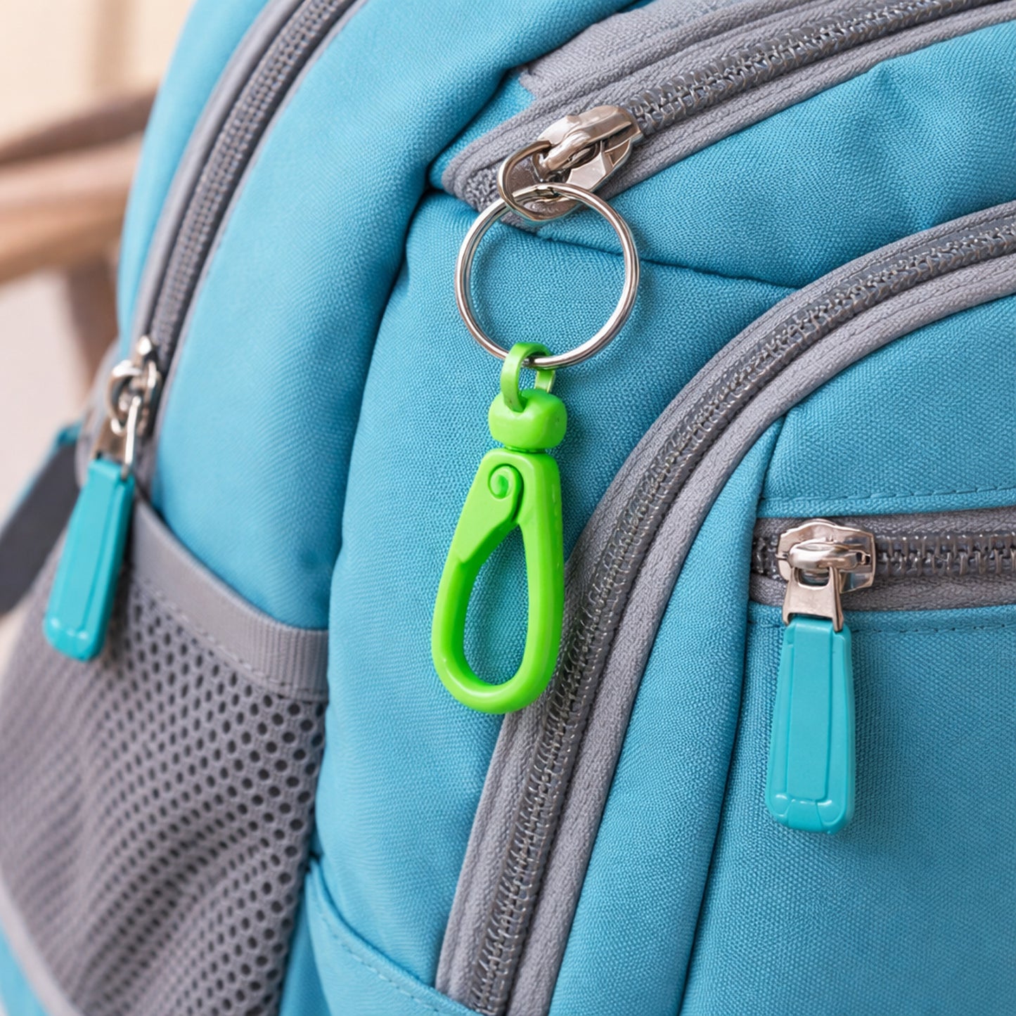 Strong Plastic Carabiner Keychain Clip with Metal Ring - 1 Pc Mix Color - Happy Price - Image 3